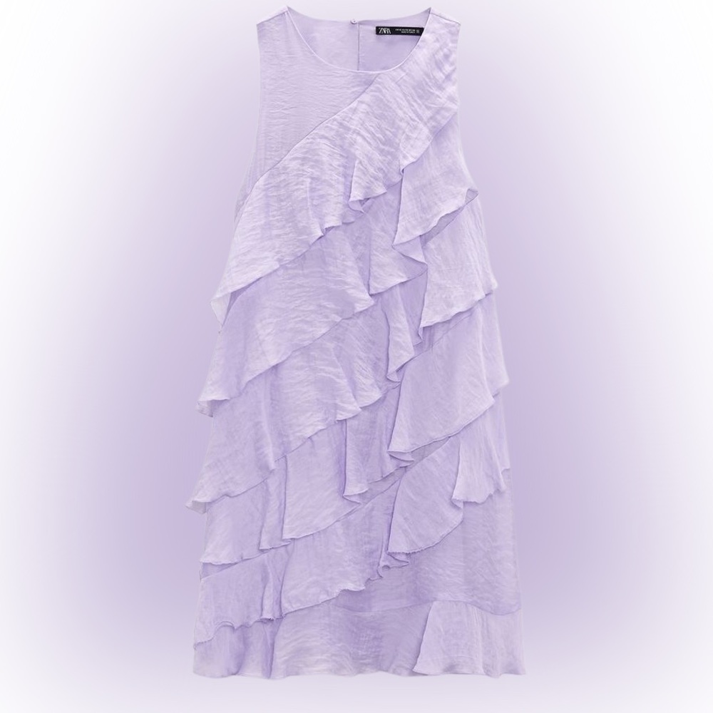 Zara Asymmetrical Lilac Ruffle Dress XL